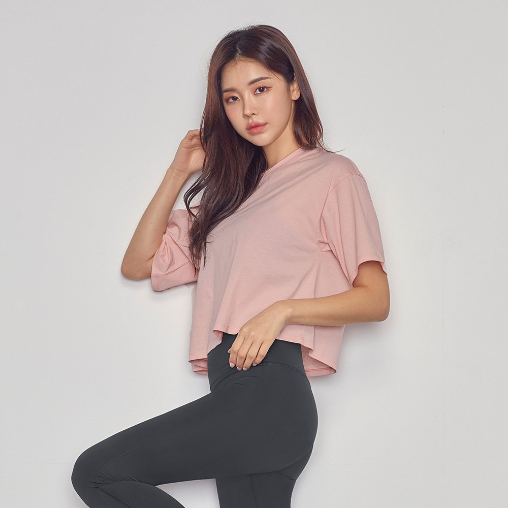 STLNYC004 - STL Plain Stretch Overfit Crop Short Sleeve - Cloud Pink