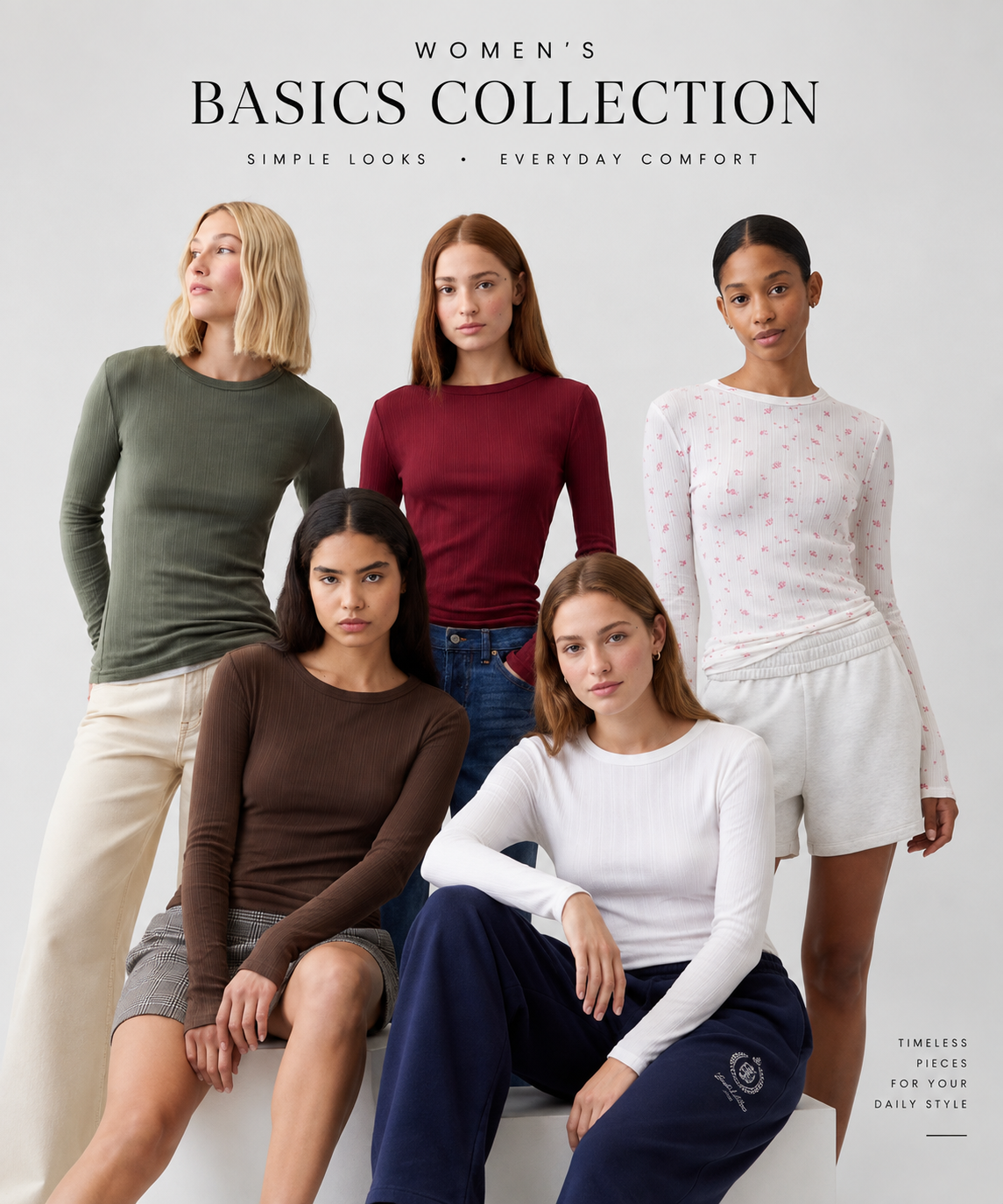 GAP Essential Ribbed Pointelle T-Shirt | Kaos wanita Ribbed GAP