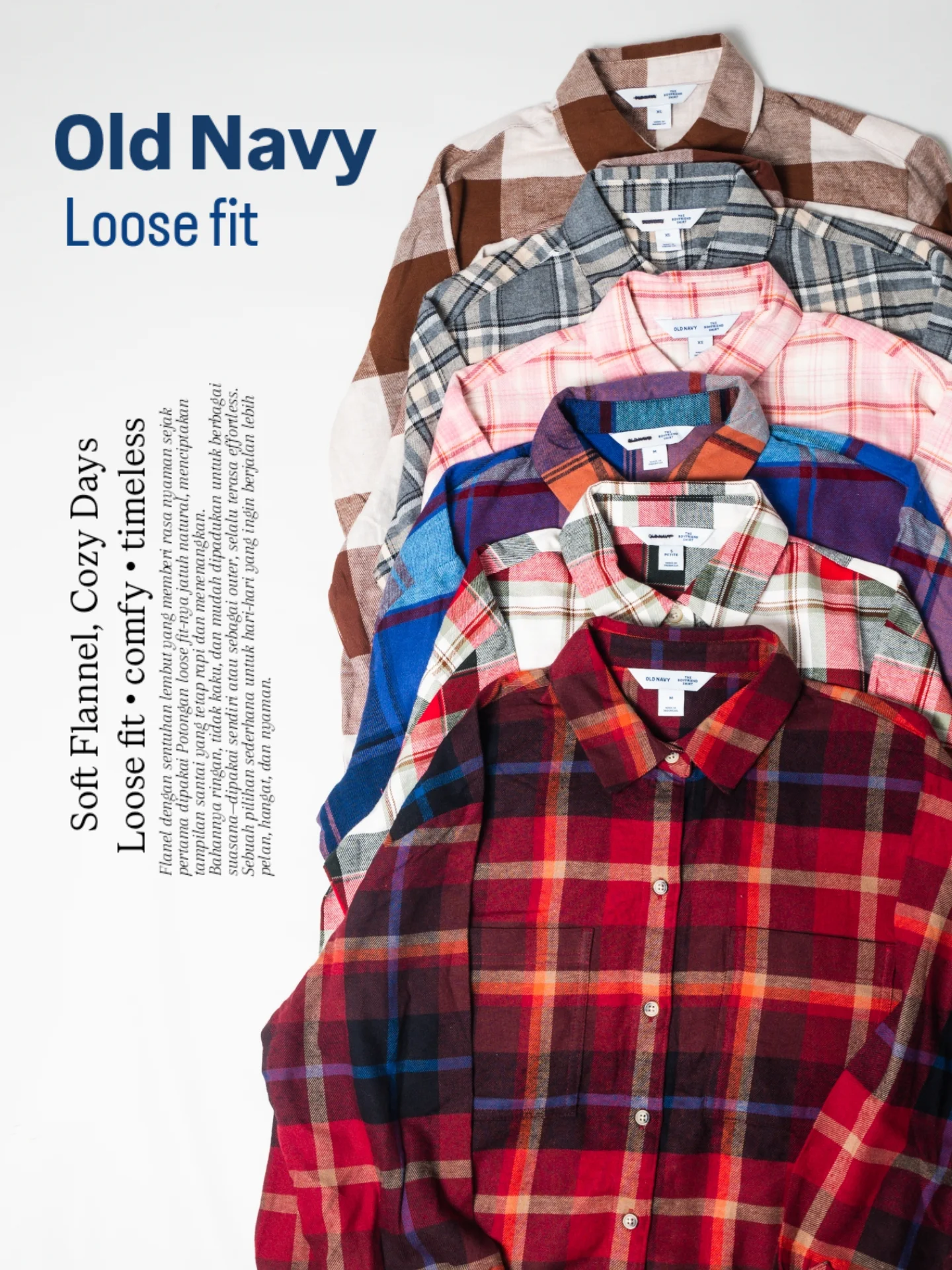 Old Navy Loose Flannel Boyfriend Shirt kemeja wanita
