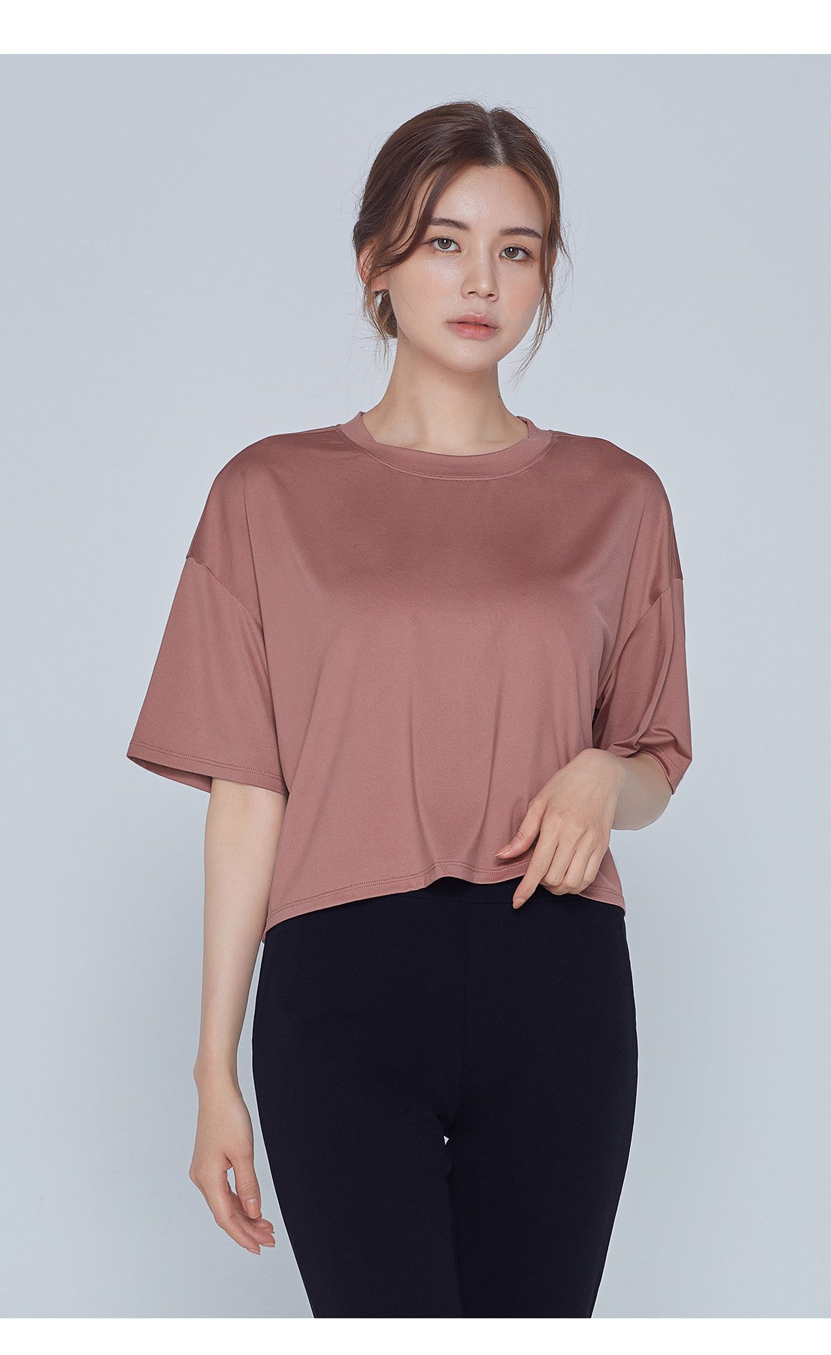 STLNYC003 - STL Plain Stretch Overfit Crop Short Sleeve - Dry Roses