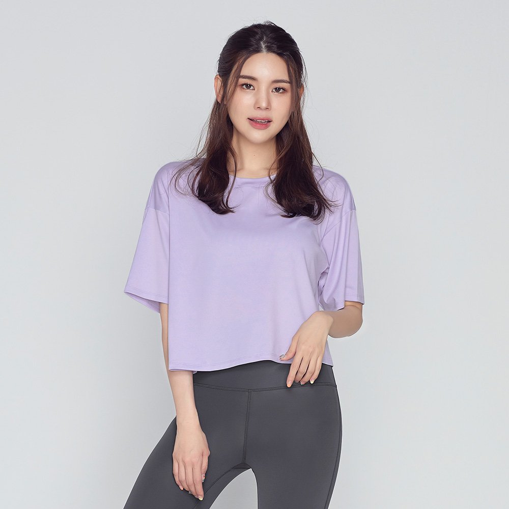 STLNYC005 - STL Plain Stretch Overfit Crop Short Sleeve - Lavender Difuse