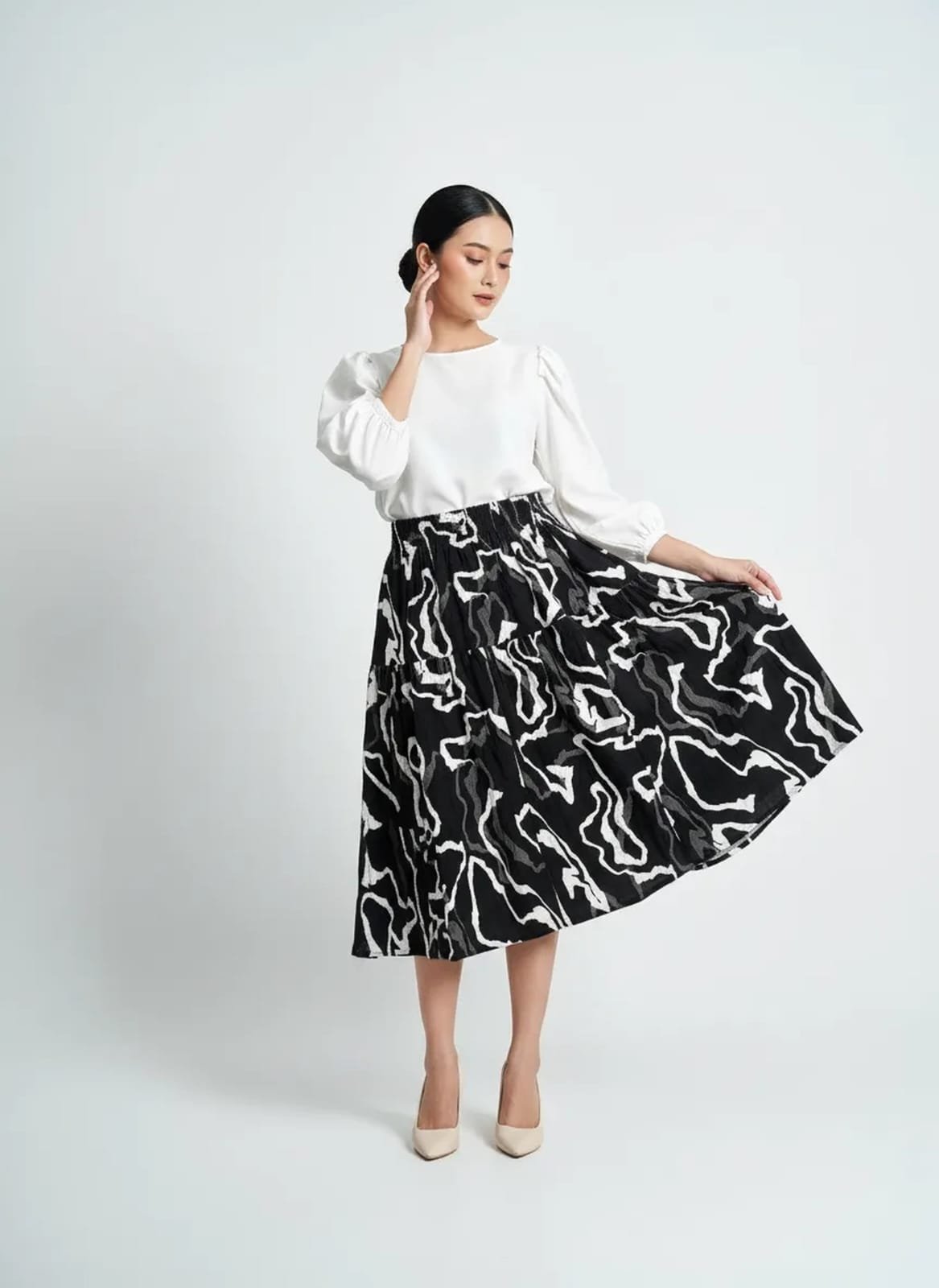Nine West Midi Skirt Pleated Smoked